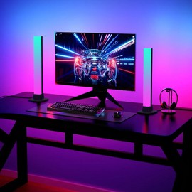 Barra de Luz RGB, 30CM 5W Luz Atmósfera Music Sync, Luz de Ambiente de Escritorio Inteligente Bluetooth con Control App con Función de Temporizador para Sala de Juegos,TV, Ordenador Paquete de 2