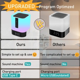 Night Light Bluetooth Speaker, Upgraded Touch Bedside Lamp with 48 Color Changing, Sleeping Sound Machine, Bluetooth Alarm Clock for Kids Bedroom, Birthday Gifts for 10-16 Year Old Teenage Girls Boys