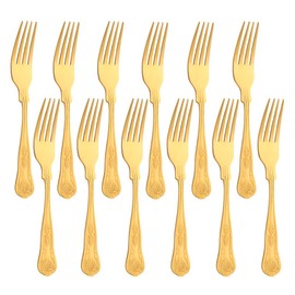 Buyer Star King Dessert Forks, Stainless Steel Gold Fork Set for Desserts Pasta Salad, Pack of 12