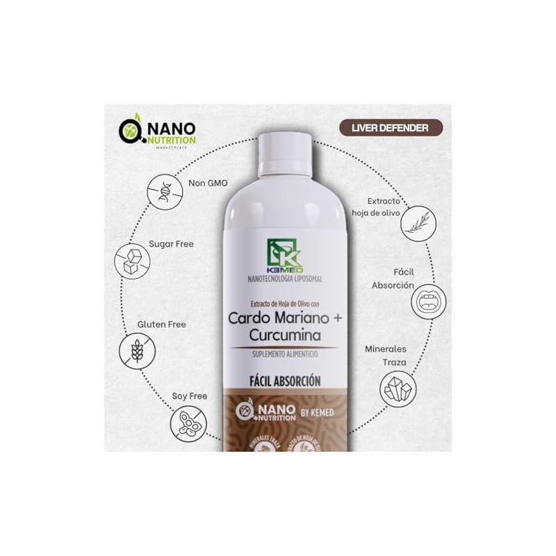 Cardo Mariano Curcumina Fórmula Liposomal Alta Absorción Suplemento Líquido 480ml