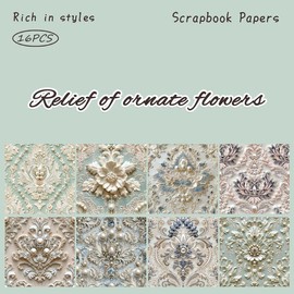 16 Sheets Aesthetic Scrapbook Paper Set – Vintage & More Styles for Junk Journals, Journaling, Scrapbooking & DIY Projects,TikTokShopBacktoSchool:_Pearl Pattern Satin Pape