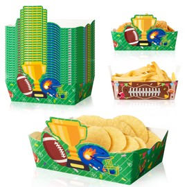 WERNNSAI 24 PCS Football Paper Food Trays - Football Party Decorations 2 Designs Sports Theme Snack Trays Disposable Snack Bowl Nachos Boats Ideal Sports Birthday and Tailgate Parties