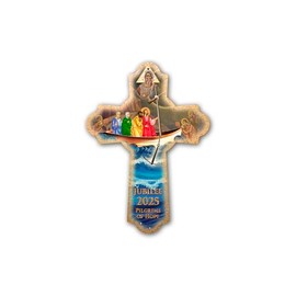 Fratelli Bonella Wandkreuz aus Holz, Vintage-Design, mit englischem Text, hergestellt in Italien