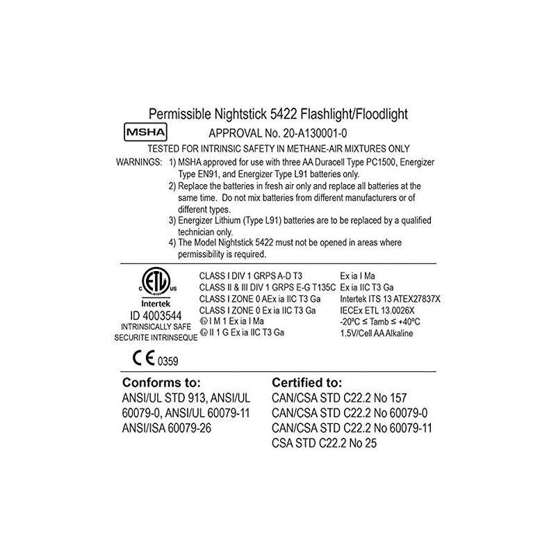 (2 Pack) Bayco Nightstick XPP-5422G Intrinsically Safe Permissible Dual-Light Flashlight,