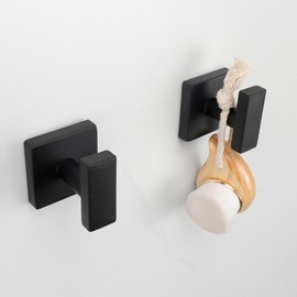 TocTen Towel Hooks for Bathroom, 304 Stainless Steel Heavy Duty Towel Robe Clothes Wall Hook, Wall Mounted Towel Hanger for Bathroom Livingroom Bedroom Kitchen Closet (Matte Black, 3 Pack)