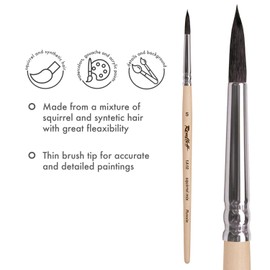Roubloff (3 Pack) Professional Brush Set in Sizes 1-3-5 | Mix of Squirrel and Synthetic Hair | Drawing Brush Set with Round Tip for Water-Based Paints