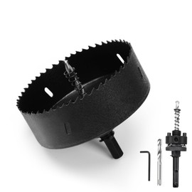 Hole Saw 125 mm, Bi-Metal Hole Saws with SDS Plus Shank and Hexagonal Shank Set Drill Bit for Wood, Plaster, Thin Metals, Plastics