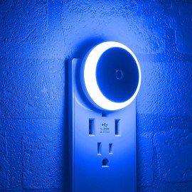 myCozyLite 2-Pack Blue LED Night Light Plug-In, Dusk-to-Dawn Sensor, Compact & Energy-Savin