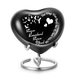 Pet Urn Memorial Container Jar Pot Urn Memorials Keepsake Pet Dog Cat Urn Mini Urn Memorial Urn for Cremation Ashes (Bird-Black)