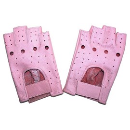 Women's AL3012 All leather Fingerless gloves Large Pink
