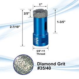 SALI Diamond Core Drill Bits 1 Inch (25mm) Tile Hole Saws Vacuum Brazed Hole Saw with 5/8-11 Thread for Glass Ceramic Porcelain Tiles Marble Brick Granite Quartz Fit Angle Grinders Drills
