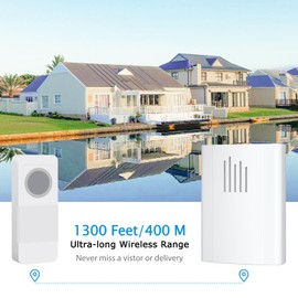Wireless Door Bell, SURNICE IP55 Waterproof Doorbell Chime Operating at 1300 Feet with 63 Melodies, Name Plate (Battery Version)