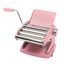 Pasta Maker Machine with Adjustable Clamp 6 Adjustable Thickness Settings Three Widths Optional (2.4 mm, 4.5 mm, and 8 mm) Noodle Maker for Spaghetti, Fettuccine, Dumpling Wrappers (Pink)