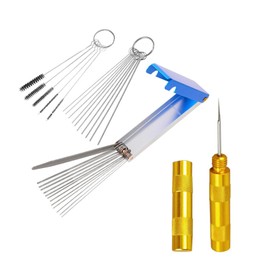 fKiZanthene Carburettor Jet Cleaning Kit, 2mm-7mm Nylon Brushes with Gold Needle Tool and 1 piece of pick for Garage/Home