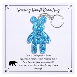 Little Pocket Bear Hug, Anxiety Relief Gifts for Women Men, Supports Positive Mental Health Gifts, Thinking of You Gift, Comforting Gift for Son Daughter Back to School, Blue