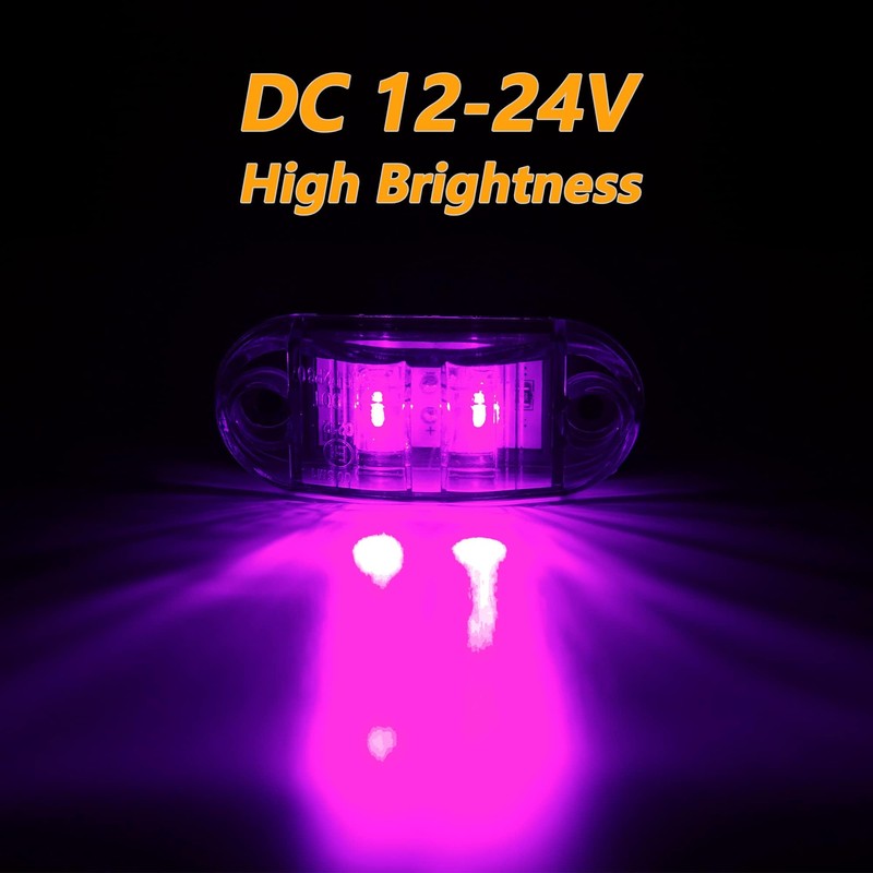20pcs Purple DC12-24V IP68 Waterproof Trailer LED Lights Side Marker