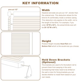 Window Blinds, SZXIMU 2'' Cordless Blind for Indoor Windows, 29" W X 64" H Mini Blinds, Light Filtering Blinds & Shades, Horizontal Window Blinds for Home Bedroom Living Room Bathroom Kitchen, White