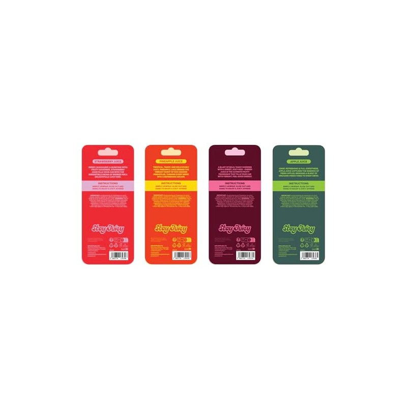 Juicy Blast 4 Pack Car Air Fresheners - Pineapple, Cherry,