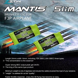 ZTW Mantis Slim Brushless ESC 15A Switch BEC with BEC ouput 2A/5V for F3P Airplane 3D Flying