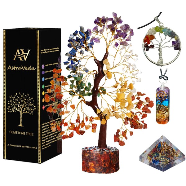 AstraVeda Crystal Tree, Tree of Life, 7 Chakra Tree, Feng Shui Tree, Healing Crystal, Gemstone Tree, Crystal Gifts, Healing Stones, Spiritual Gifts, Crystal Pyramid, 300 Beads