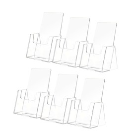 Marketing Holders 6 Pack Business Card Holder Counter Display for 2" x 3.5" Vertical Cards for Booths at Tradeshows and Expos Clear Acrylic