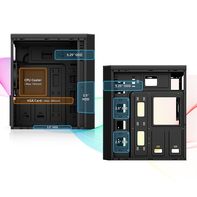 Zalman T6 ATX Mid Tower Computer PC Case, Pre-Installed 120mm
