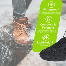 Waterproof Rain Boot Shoe Covers for Men Women with Reflector, Black Non-slip Reusable Boot Covers with Side Zipper, Foldable Anti-Snow Shoe Covers Rainproof Overshoes Over Shoes Galoshes