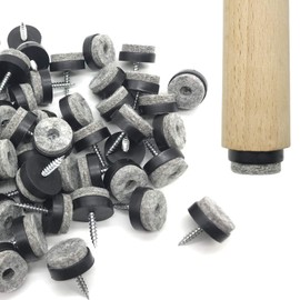 60pcs - 1-1/16 Inch Black Screw-in Felt Pads Furniture Chair Table Glides Floor Protectors for Wooden Legs Feets