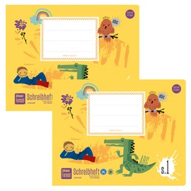 Formati Formati Schreibheft S.1 E5 quer 20 Blatt liniert, 2 Stück, aufbauende Lineatur für Schreibanfänger:innen, aus 100% Recyclingpapier