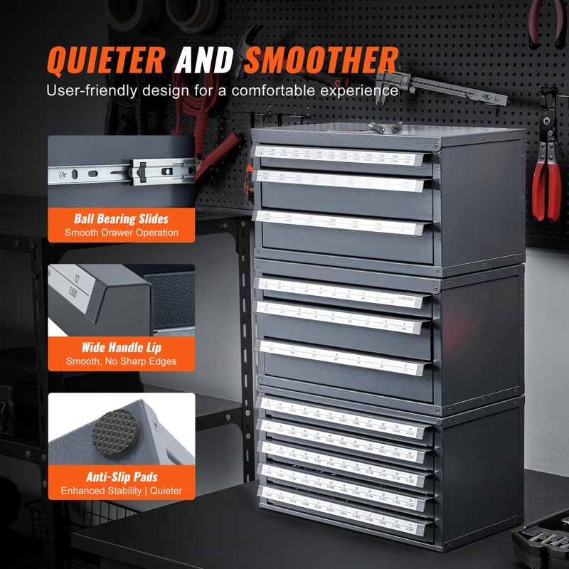 VEVOR Drill Bit Dispenser Cabinet, Five-Drawer Drill Bit Dispenser, 60-Compartment