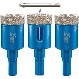 1" (25mm) Diamond Hole Saw Drill Bits Set - Includes 2 Pcs Diamond Core Drill Bits & 1 Pc Hole Pilot Drill Bit, for Tile Marble Granite Glass (3/8" Hex Shank)
