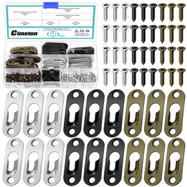 Cimeton 180PCS 3 Different Colors 16 x 45MM Keyhole Hangers Double Keyhole Hanging Plate Keyhole Shelf Hanger with Screw Keyhole Picture Hangers for Wall Mounting Coat Rack(Bronze/Silver/Black)