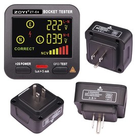 ZOYI E4 LCD Color Screen Outlet Tester: 3-Wire AC 120V Circuit Breaker Finder Tool with Voltage Testing Capability