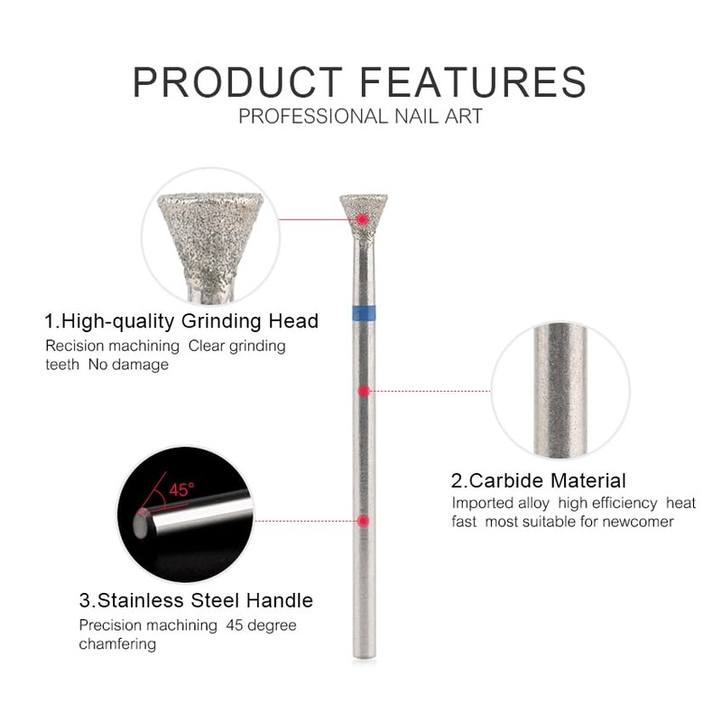 Rolabling Inverted Cone Fan-Shaped Nail Drill Bit Nail Polish Gel