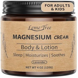 LemeTree Crema De Magnesio, Loción Tópica Nocturna De Magnesio Para Relajación, Manteca Corporal De Magnesio Con Aceite De Jojoba, Manteca De Karité Y