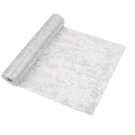 Time to Sparkle Table Runner with Gold Foil 29cm x 26M Sparkling Tulle Roll Gift Floral Wrapping Paper Rolls Glitter Table Decoration for Holidays Wedding Parties and Everyday Decoration (Silver)