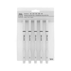 Winsor & Newton Fineliner Fine Point Pen Set, Assorted, Set of 5, Black