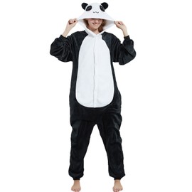 LATH.PIN Panda Onesie Pajamas for Adult Unisex Animal Cosplay Halloween Panda Onesies Costumes Lounge Wear Sleepsuit