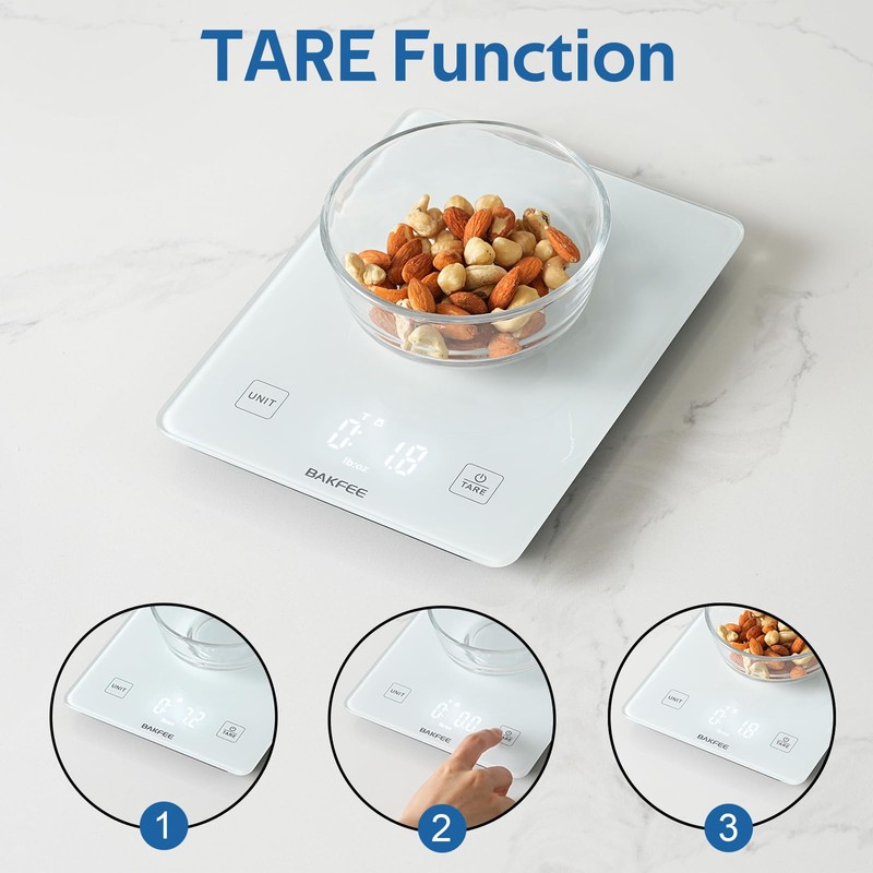 BAKFEE IP67 Waterproof Food Scale with Tempered Glass Surface, 22lb