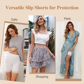 SIHOHAN Womens Anti Chafing Shorts Chub Rub Shorts Lace Slip Short Seamless Long Briefs for Under Dresses Skirts(White,S)