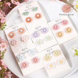 Puocaon Flower Polymer Clay Cutters - 16 Pcs Floral Cutters for Polymer Clay Jewelry Design, Spring Making Kit, Leaf Cutter for Earring Making
