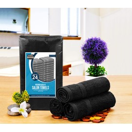 Utopia Towels Black Salon Towels, Pack of 72 (Not Bleach Proof, 16 x 27 Inches) Highly Absorbent Towels for Hand, Gym, Beauty, Spa, and Home Hair Care