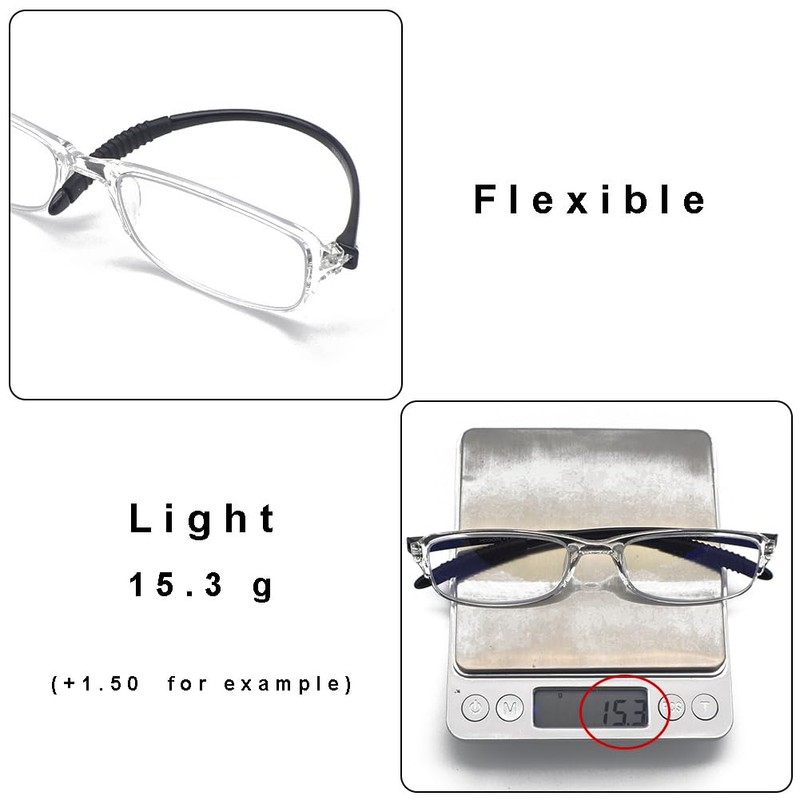 Mcoorn Lesebrille Entspiegelt Transparent für Damen Herren, Blaulichtfilter Lesehilfe Biegsam