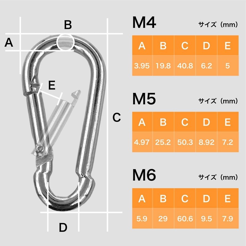 Winova Lissey Carabiner Spring Hook Keychain 304 Stainless Steel Spring