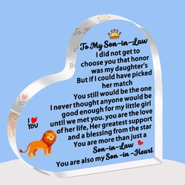 FMCC Son in Law Gifts Son in Law Birthday Gifts Son in Law Gifts from Mother in Law Christmas Fathers Day Acrylic Plaque Gifts for Son in Law