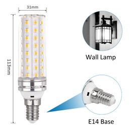 LED Corn Cob E14 12 W, 220-240 V, 1200 lm, Cool White, 6000 K, Not Dimmable, Replaces 100 W Bulbs, E14 Edison LED Corn Cob for Table Lamp, Wall Lamp, Chandelier, Floor Lamp, Pack of 6