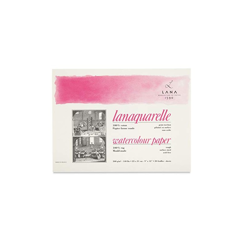 Lanaquarelle Watercolor Block - 9" x 12", Rough, 20 Sheets