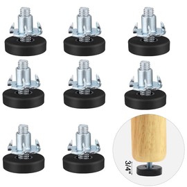 Rukinovi 8pcs Adjustable Furniture Levelers,Furniture Legs Screw-in Leveling Feet for Table,Cabinets,Chairs,Stool Legs Furniture Feet Threaded Leveling Feet Glides(A-Silver, Black)
