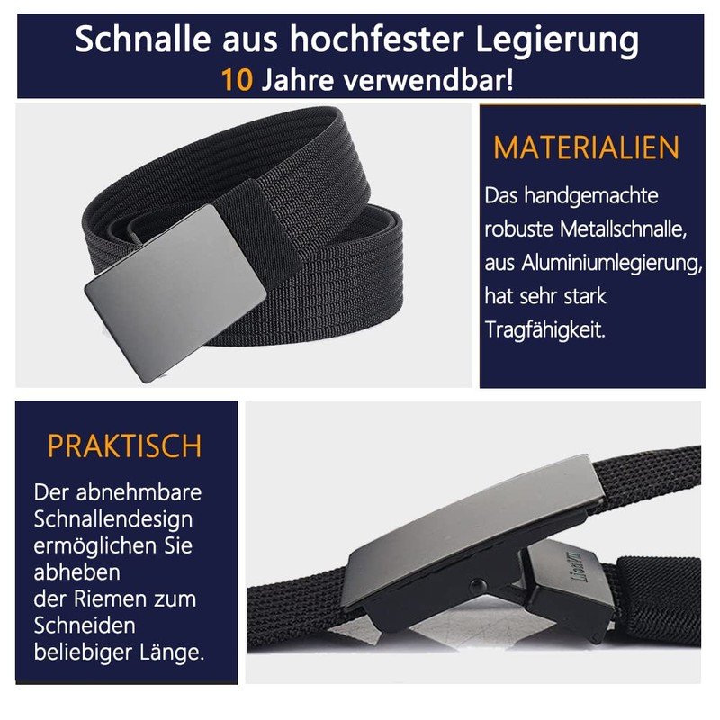 LionVII Belt for Men with Metal Buckle, Work Belt, Adjustable