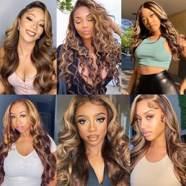 Lagalaga 26 28 30 Inch Body Wave Human Hair Bundles Brazilian Chocolate Honey Blonde Highlight P4/27 Bundles Human Hair Brazilian Weave Hair for Black Women